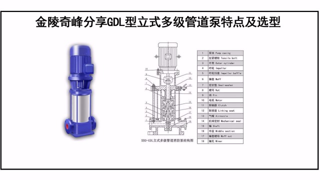 金陵奇峰分享GDL型立式多级管道泵特点及选型